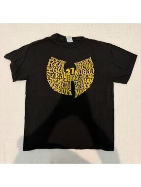 wu tang clan 27 years black graphic t shirt size l